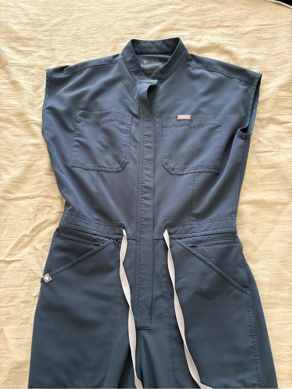 Figs Navy Utility Jumpsuit with Drawstring Waist